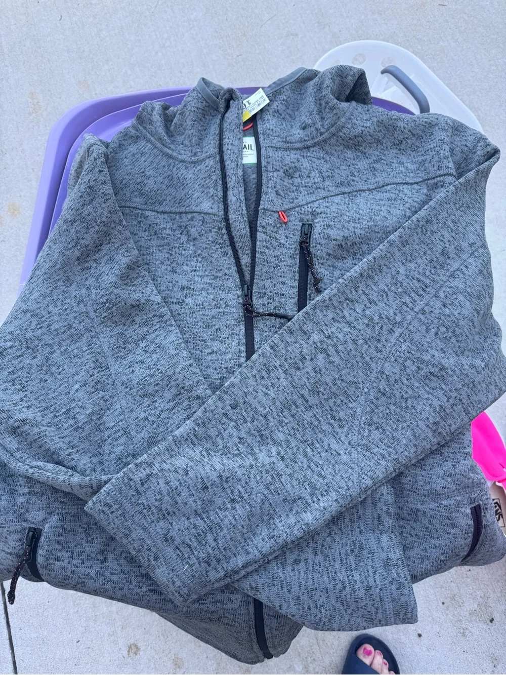 Men's Gray Full-Zip Knit Jacket with Zip Chest Pocket
